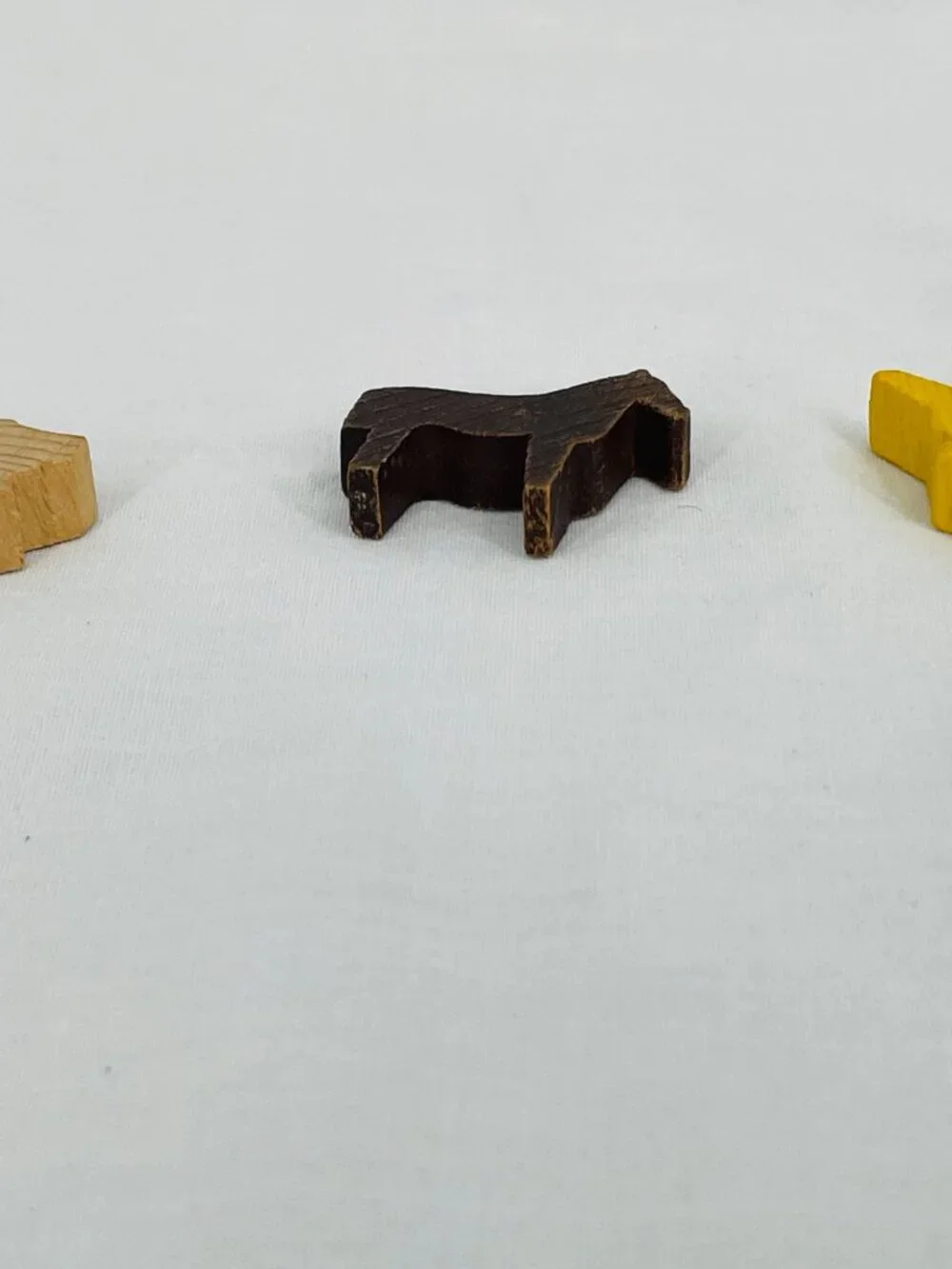 Vintage 1980s Hand Crafted Wooden Pig, Mule, Rooster Animal Block Learning Toy